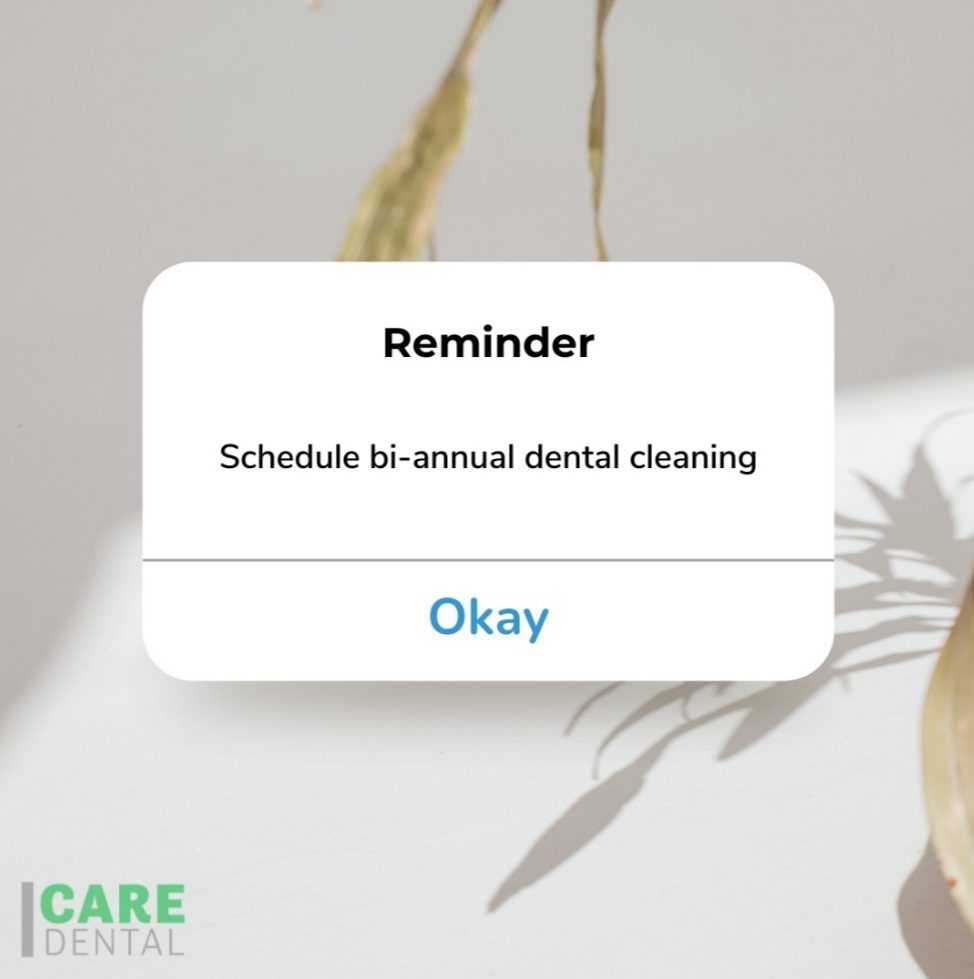⏰ We are getting close to halfway through 2022! 

Have you scheduled your bi-annual reCare booking? Don’t forget, Consistency is your teeth’s love language. 💚


Protip: Next time you come for your reCare booking (check up & cleaning), make sure to PREBOOK your following appt - even if you don’t know your schedule yet. This increases your chance of sticking with your teeth cleaning routine by 80% and we always give our patients plenty of notice if they need to move an appt. 


We always look forward to seeing you!


☎️ 778-484-CALM (2256)   💌 hello@caredental.ca 


#Consistencyis🔑 #cleanteeth are #happyteeth #GentlerReminder #OralCare #Routines #Wellness #Winning #SelfLove #KelownaWellness #Kelowna #OkanaganLiving #CareDental

